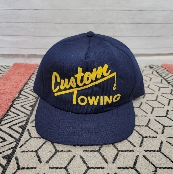 CUSTOM TOWING VINTAGE NAVY TRUCKERS HAT, ONE SIZE - Picture 3 of 8
